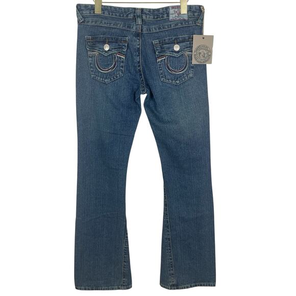 True Religion Cotton Joey Flare Low Rise Jeans Y2K Dark Wash Women's 31x34 NEW - Picture 2 of 13
